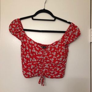 Zara red floral crop top